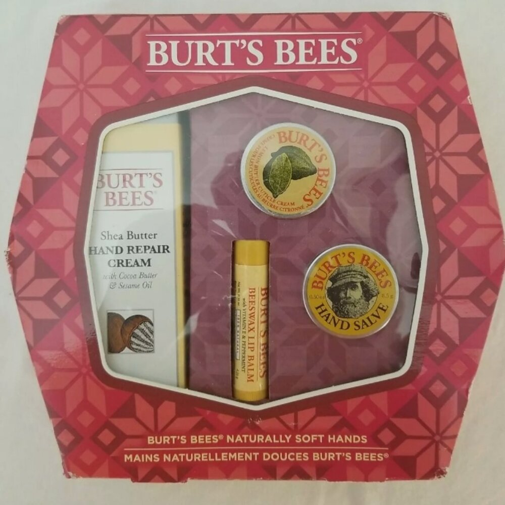 BURT'S BEES NATURALLY SOFT HANDS GIFT BOX 2015 HAND CREAM, LIP BALM, HAND SALVE